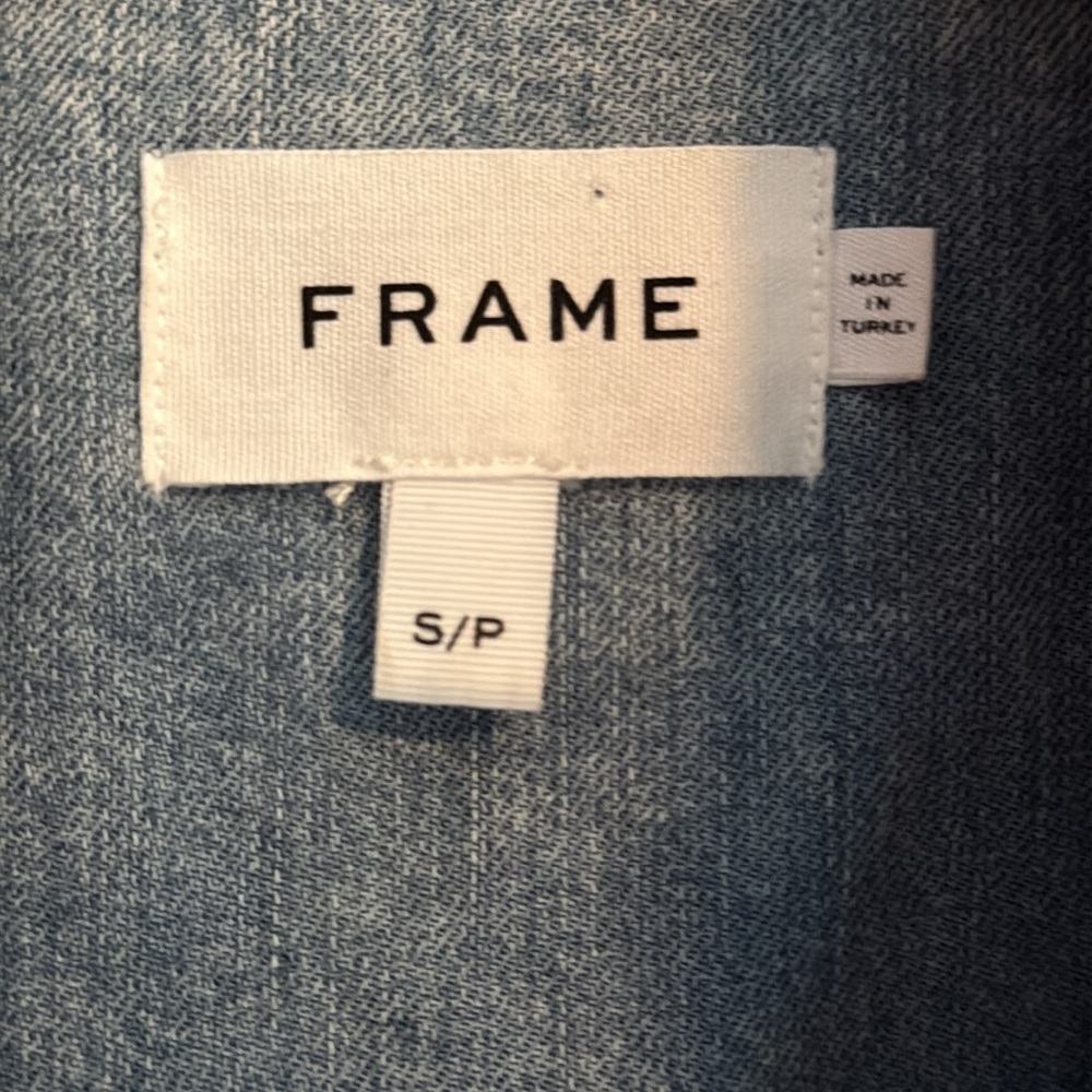 FRAME Button Front Denim Vest- Light Wash - Picture 2 of 7